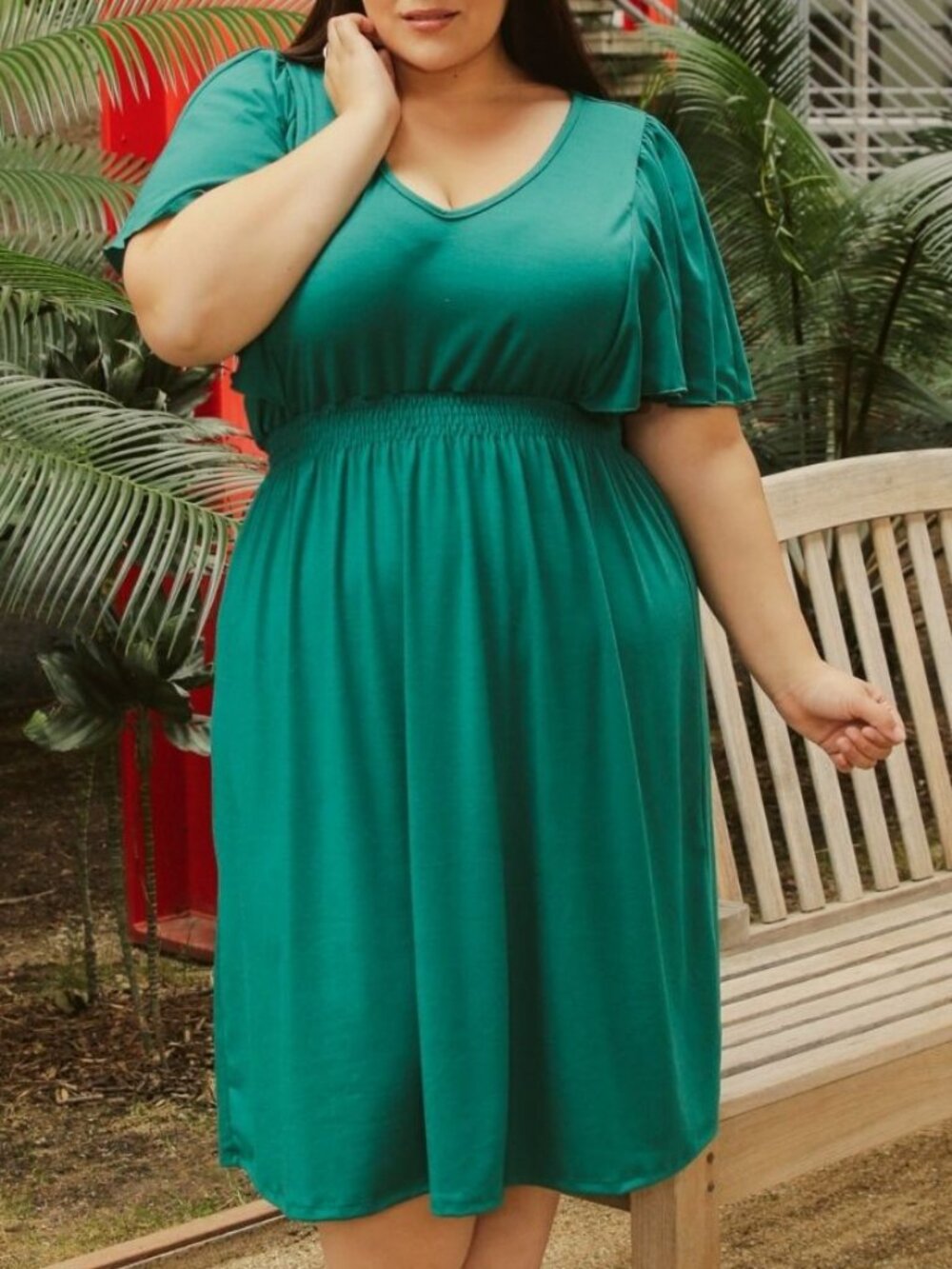 Plus size flutter sleeve dress 4X
